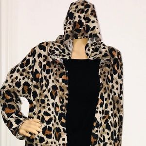 Open hoodie cardigan (Leopard Print)